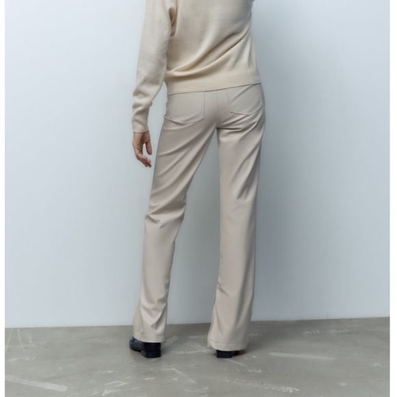 ZARA faux leather flared slit slim fit pants size 27 (4) - Picture 5 of 7